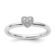 Sterling Silver Stackable Expressions Polished Diamond Heart Ring - Birthstone Company