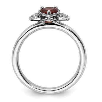 Sterling Silver Stackable Expressions Garnet & Diamond Hearts Ring - Birthstone Company