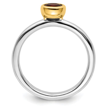 Sterling Silver Stackable Expressions w/Gold-plated Garnet Ring - Birthstone Company