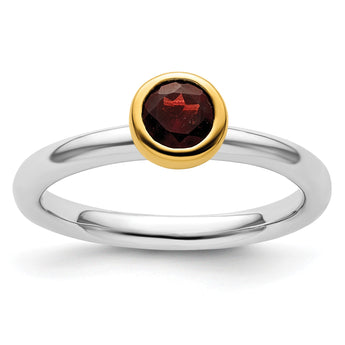Sterling Silver Stackable Expressions w/Gold-plated Garnet Ring - Birthstone Company