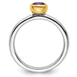 Sterling Silver Stackable Expressions w/Gold-plated Amethyst Ring - Birthstone Company