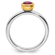 Sterling Silver Stackable Expressions w/Gold-plated Rhod. Garnet Ring - Birthstone Company