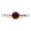 Sterling Silver Stackable Expressions w/Gold-plated Rhod. Garnet Ring - Birthstone Company