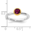 Sterling Silver Stackable Expressions w/Gold-plated Rhod. Garnet Ring - Birthstone Company
