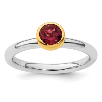 Sterling Silver Stackable Expressions w/Gold-plate P. Tourmaline Ring