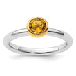 Sterling Silver Stackable Expressions w/Gold-plate Citrine Ring