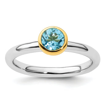 Sterling Silver Stackable Expressions w/Gold-plated Blue Topaz Ring