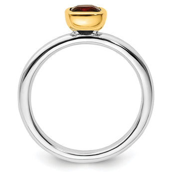 Sterling Silver Stackable Expressions w/Gold-plated Garnet Ring - Birthstone Company