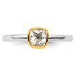 White Topaz Stackable Ring in Gold-Plated Sterling Silver, 4.5mm, Size 5–10