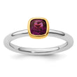 SS Stackable Expressions w/Gold-plated Rhodolite Garnet Ring - Birthstone Company