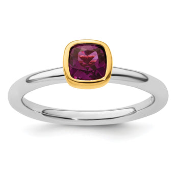 SS Stackable Expressions w/Gold-plated Rhodolite Garnet Ring - Birthstone Company