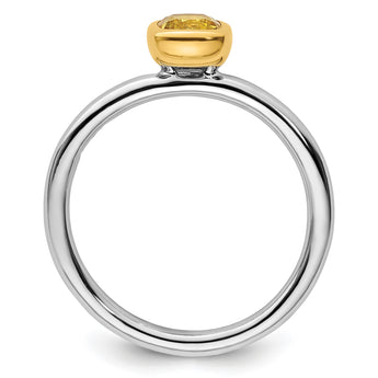 Sterling Silver Stackable Expressions w/Gold-plated Citrine Ring - Birthstone Company