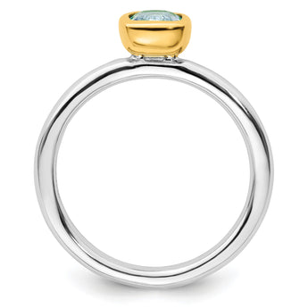 Sterling Silver Stackable Expressions w/Gold-plated Blue Topaz Ring - Birthstone Company