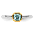 Sterling Silver Stackable Expressions w/Gold-plated Blue Topaz Ring - Birthstone Company