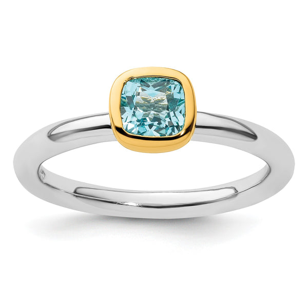 Sterling Silver Stackable Expressions w/Gold-plated Blue Topaz Ring - Birthstone Company