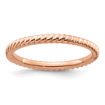 Sterling Silver Stackable Expressions Pink-plated Twisted Ring - Birthstone Company