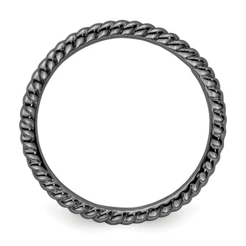 Sterling Silver Stackable Expressions Black-plated Twisted Ring