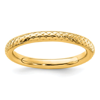 Sterling Silver Stackable Expressions Gold-plated Cable Ring - Birthstone Company