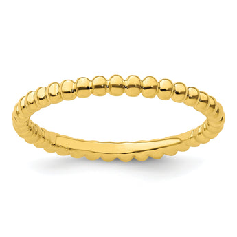 Sterling Silver Stackable Expressions Gold-plated Beaded Ring