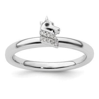 Sterling Silver Stackable Expressions Unicorn Diamond Ring - Birthstone Company