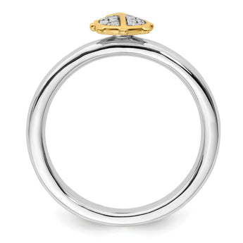 Sterling Silver Stackable Expressions Gold-Plated Ladybug Dia. Ring - Birthstone Company