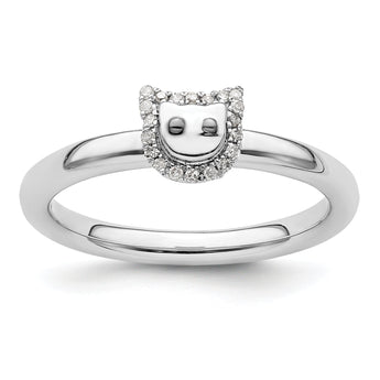 Sterling Silver Stackable Expressions Cat Diamond Ring