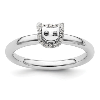 Sterling Silver Stackable Expressions Cat Diamond Ring - Birthstone Company