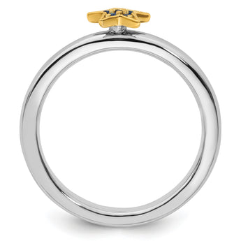 SS Stackable Expression Gold-Plated Cr. Sapphire Star Ring - Birthstone Company