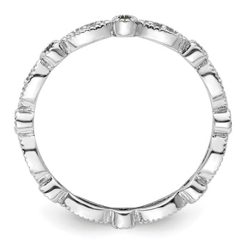 Sterling Silver Stackable Expressions Created Emerald Diamond Ring - Birthstone Company