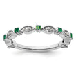 Sterling Silver Stackable Expressions Created Emerald Diamond Ring
