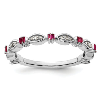 Lab-Created Ruby & Diamond Ring in Sterling Silver
