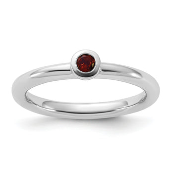Sterling Silver Stackable Expressions Rhodium-plated Garnet Ring - Birthstone Company