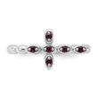 Sterling Silver Stackable Expressions Rhodium-plated Garnet Cross Ring - Birthstone Company