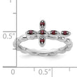 Sterling Silver Stackable Expressions Rhodium-plated Garnet Cross Ring - Birthstone Company