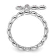Sterling Silver Stackable Expressions Rhodium-plated Rhodolite Crossover Ring - Birthstone Company