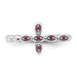 Sterling Silver Stackable Expressions Rhodium-plated Rhodolite Crossover Ring - Birthstone Company