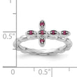 Sterling Silver Stackable Expressions Rhodium-plated Rhodolite Crossover Ring - Birthstone Company
