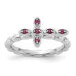 Sterling Silver Stackable Expressions Rhodium-plated Rhodolite Crossover Ring - Birthstone Company