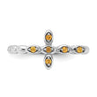 Sterling Silver Stackable Expressions Rhodium-plated Citrine Cross Ring - Birthstone Company