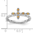 Sterling Silver Stackable Expressions Rhodium-plated Citrine Cross Ring - Birthstone Company