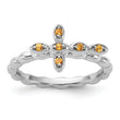 Sterling Silver Stackable Expressions Rhodium-plated Citrine Cross Ring - Birthstone Company