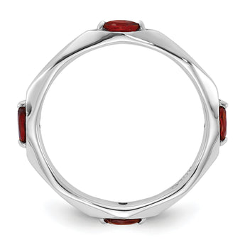Sterling Silver Stackable Expressions Rhodium-plated Garnet Ring - Birthstone Company