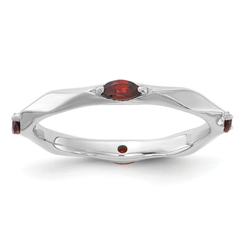 Sterling Silver Stackable Expressions Rhodium-plated Garnet Ring
