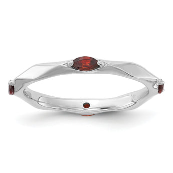 Sterling Silver Stackable Expressions Rhodium-plated Garnet Ring - Birthstone Company