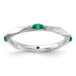 Sterling Silver Stackable Expressions Rhodium-plated Created Emerald Ring - Birthstone Company