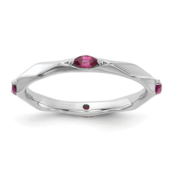 Sterling Silver Stackable Expressions Rhodium-platedod-plated Rhodium-Plated Rhodolite Garnet Ring - Birthstone Company