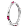 Sterling Silver Stackable Expressions Rhodium-plated Created Ruby Ring - Birthstone Company