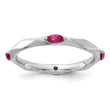 Sterling Silver Stackable Expressions Rhodium-plated Created Ruby Ring
