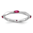 Sterling Silver Stackable Expressions Rhodium-plated Created Ruby Ring - Birthstone Company