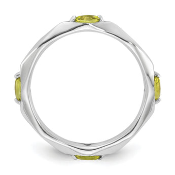 Sterling Silver Stackable Expressions Rhodium-plated Peridot Ring - Birthstone Company